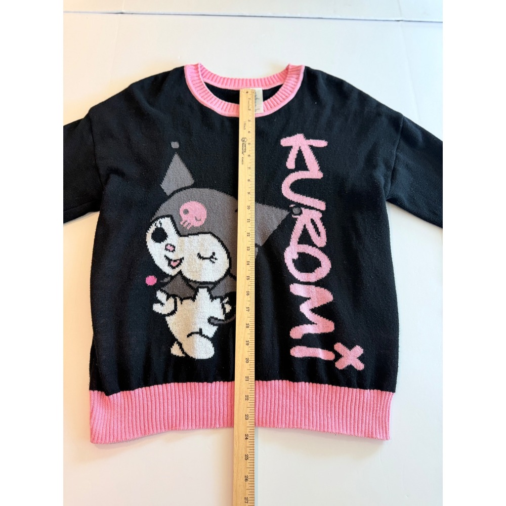 Sanrio Kuromi Knit Sweater XL Black Pink Hybrid Apparel Graphic Crewneck - Picture 4 of 7